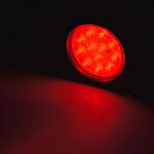 Miniatura 8 de Astra Depot Luz trasera redonda roja de 4 pulgadas, 12 luces LED para remolque, impermeable, lámpara trasera de freno con juntas de goma con ojales