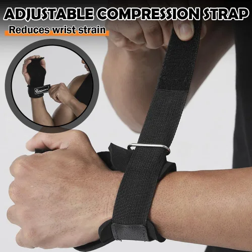 Miniatura 4 de Correa de muñeca para levantamiento de pesas, agarres de cuero de doble capa, correas ajustables para levantamiento de pesas para entrenar