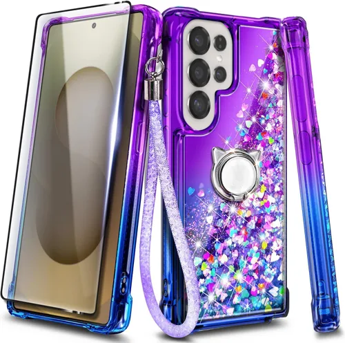Miniatura 59 de NGB - Funda de teléfono diseñada para Samsung Galaxy S9+ Plus, morado/azul, con purpurina líquida para mujeres y niñas, con protector de pantalla