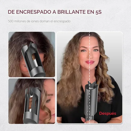 Miniatura 7 de TYMO TYMO CURLPRO - Rizador de pelo giratorio automático, rizador de pelo portátil, 500 millones de iónicos, doble voltaje y ligero para viajes