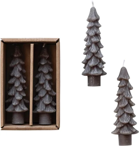 Miniatura 15 de Creative Co-Op Velas cónicas en forma de árbol sin perfume, color beige ponche de huevo, juego de 2 en caja Ponche de huevo beige