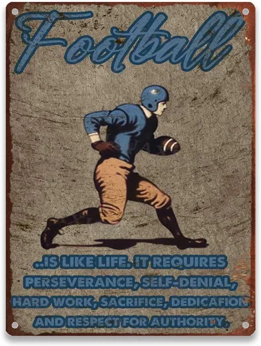Miniatura 9 de LIUAXICIA Cartel de fútbol deportivo vintage redondo de aluminio de metal, jugador retro americano para bar y hogar, 8.00 x 8.00 pulgadas