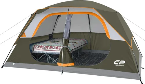CAMPROS CP Upgraded 6/8 Person Camping Tents, Waterproof Windproof Family Tent with Larger Mesh Windows & Door, Double Layer, Easy Set Up, Oliva-8