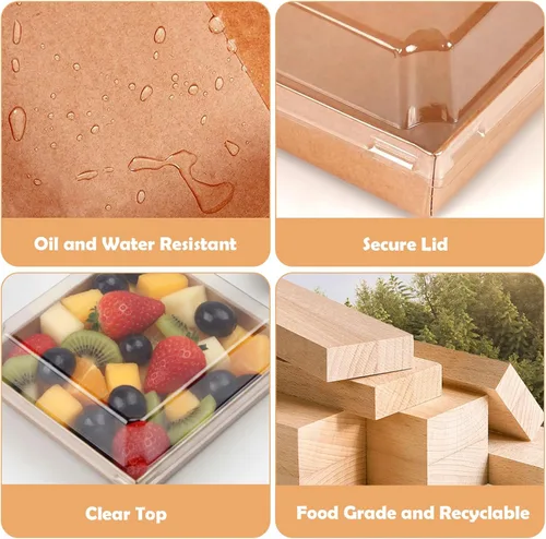 Miniatura 4 de 120 Cajas Pequeñas de Charcutería con Tapas Transparentes - Mini Cajas de Charcutería de Papel Desechable de 5 Pulgadas, Cajas de Postres