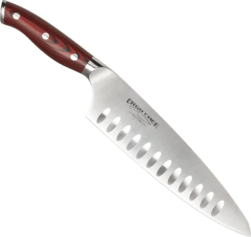 Ergo Chef Crimson Series - Cuchillo de chef de 8 pulgadas, hoja de acero inoxidable alemán forjado de alto carbono X50CrMoV15 con mango ergonómico