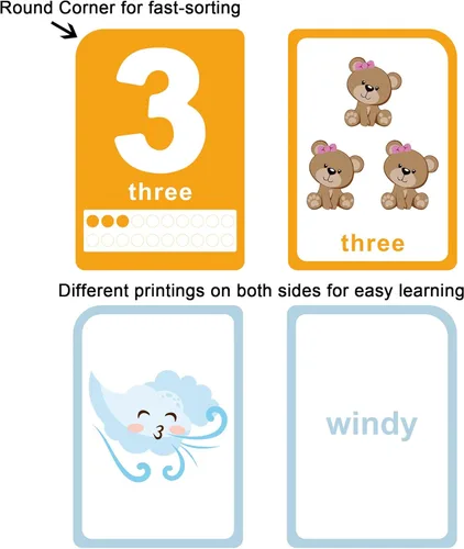 Miniatura 4 de ZazzyKid Tarjetas flash para niños pequeños – 52 tarjetas de doble cara para números, colores, formas y clima – Juguetes de aprendizaje y educación