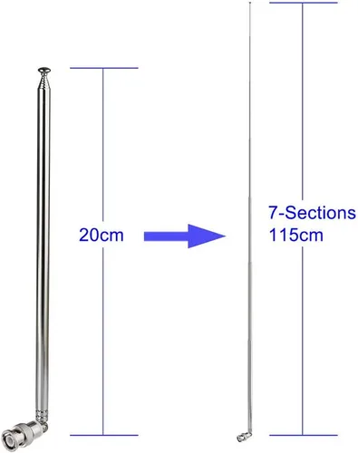 Miniatura 2 de Bingfu Antena de Escáner de Radio de Policía 20-1300MHz 7 Secciones Telescópica BNC Antena Masculina Radio Jamón Radio Mano CB Antena para Uniden
