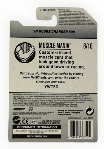 Miniatura 2 de Hot Wheels 2017 Muscle Mania '69 Dodge Charger 500 95/365, amarillo