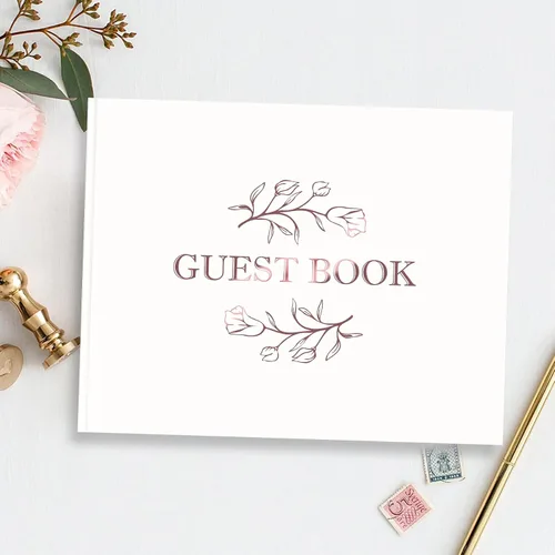 Miniatura 4 de CalenDream Hermoso libro de invitados de boda, libro de registro de 7 x 9 pulgadas, papel grueso de 120 GSM, libro de tapa dura con bordes dorados