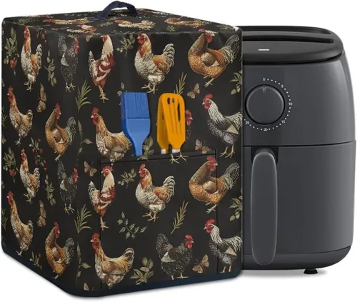 Miniatura 20 de Air Fryer Oven Dust Cover with Handle and Pocket, Easy Cleaning Electric Appliance Cover, Brown Flower Flor marrón (Brown Flower)