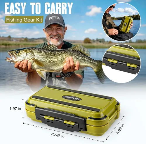 Miniatura 3 de TOPFORT Kit de 187/343 piezas de accesorios de pesca, Caja de aparejos de pesca organizada con aparejos incluidos, anzuelos de pesca, pesas de Kit