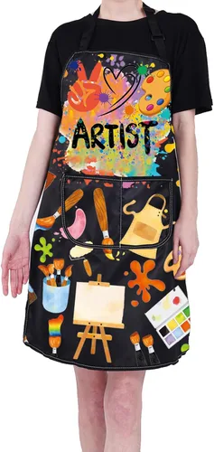 PXTIDY Delantal de artista para profesor de arte, regalo para amantes del arte con bolsillos, para pintor, artista, impermeable, delantal de arte