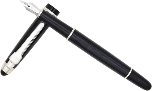 Miniatura 4 de Gullor Pluma estilográfica avanzada Jinhao 163 Executive Negro y Plata 18kgp Punta Media