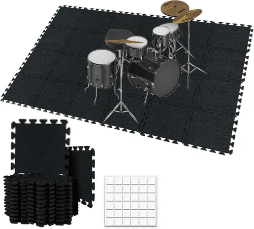 TroyStudio Alfombrillas de Suelo Entrelazadas Gruesas que Absorben el Sonido, 24 Piezas de 11 x 11 x 0.32 pulgadas, Alfombra de Piano de Alta