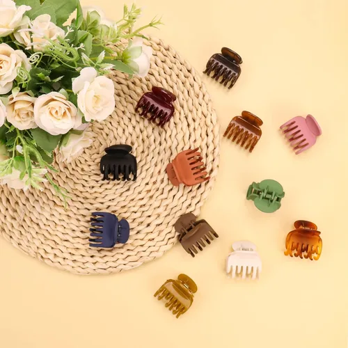Miniatura 8 de 12 pinzas de garra de dientes de doble fila de 1.6 pulgadas, pinzas de mandíbula medianas – Accesorios para el cabello pequeño mate y brillante