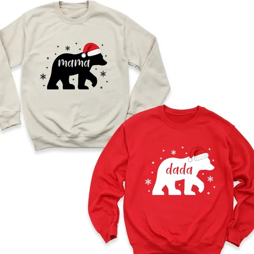 Sudadera de Navidad a juego con texto en inglés "Mama Bear Dada Bear", pijama de Navidad para la familia, regalo para papá o mamá, sudaderas