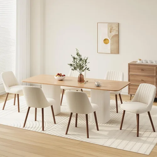 Miniatura 19 de MALOL Juego de 2 sillas de comedor tapizadas, sillas de cocina de tela moderna con respaldo, patas de madera para cocina, comedor, restaurante, beige