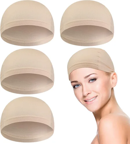 Miniatura 8 de Janmercy 4 Pcs Bamboo Wig Caps for Women Fiber Wig Liner Bald Caps Elastic Breathable Sleep Cap for Hair Loss Chemotherapy Marrón oscuro