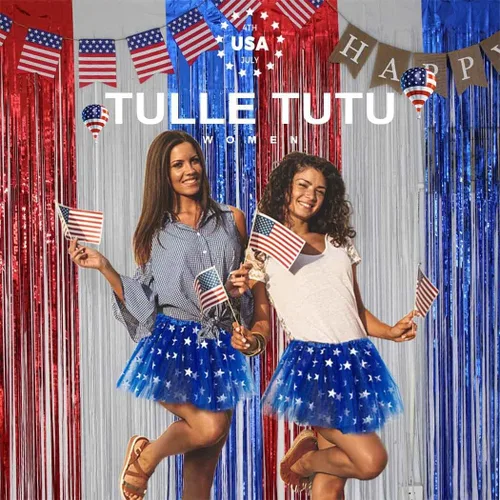 Miniatura 7 de TWINKLEDE Falda del 4 de julio, falda patriótica de tutú para el Día de la Independencia, falda de baile para mujeres y niñas