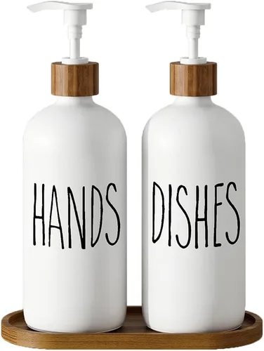 Miniatura 11 de Dispensador de jabón para platos para fregadero de cocina. Dispensador de jabón de manos de vidrio, decoración moderna de casa de campo para baño