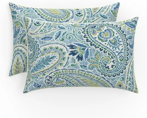 Pillow Perfect Paisley - Almohada decorativa para interiores y exteriores, relleno de felpa, resistente a la intemperie y a la decoloración, lumbar