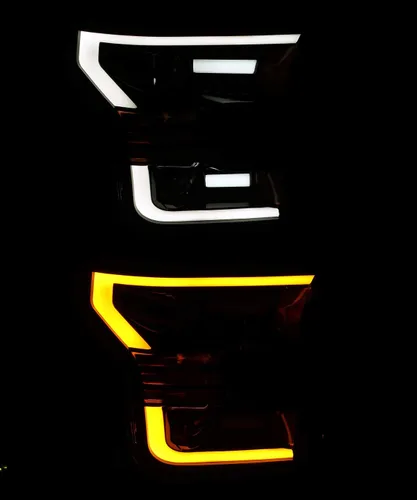 Miniatura 4 de AlphaRex PRO-Series Faros delanteros negros 15-17 para Ford F150 tipo halógena con tubo LED negro doble proyector con luz DRL/señal secuencial/luz
