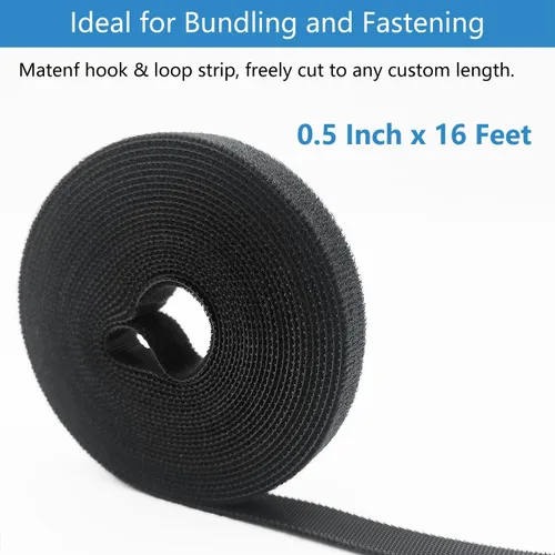 Miniatura 3 de Matenf Correas de gancho y bucle de doble cara, autosujetables, de 1/2 pulgada, cortadas a medida, resistentes, correas de cable de envoltura