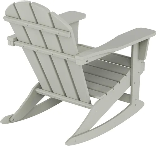 Miniatura 62 de WestinTrends Silla mecedora Malibu de poliéster para exterior/patio Adirondack, Negra