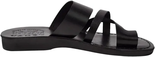 Miniatura 6 de Holy Land Market Sandalias bíblicas unisex de cuero genuino para adultosniñoschanclaschanclaspantuflas (Jesús - Yashua) Belén estilo negro