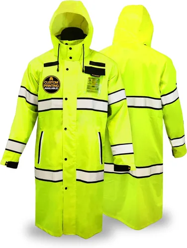 KwikSafety - Charlotte, NC - Chaqueta de lluvia TORRENT y gabardina ANSI OSHA clase 3 de alta visibilidad, equipo de lluvia Hi Vis Amarillo - 1