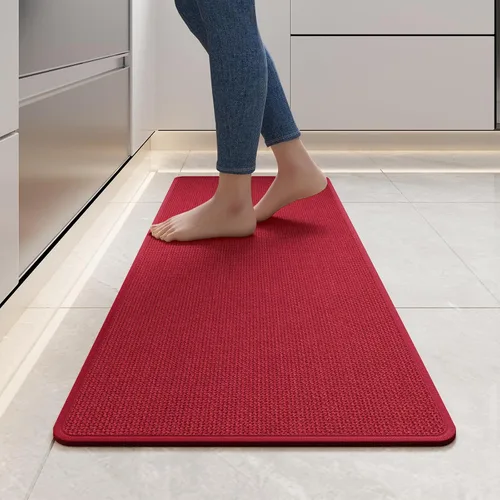 Miniatura 66 de YDKGL Tapetes de cocina para piso, alfombras de cocina súper absorbentes, antideslizantes, lavables, de lino sintético suave trenzado, alfombra