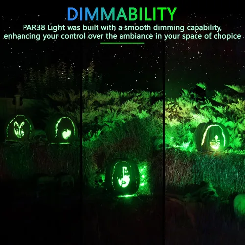 Miniatura 4 de Gonhom PAR38 - Luces de inundación para exteriores, bombillas LED regulables, 20 W (equivalente a 200 W), base E26, porche al aire libre, Verde