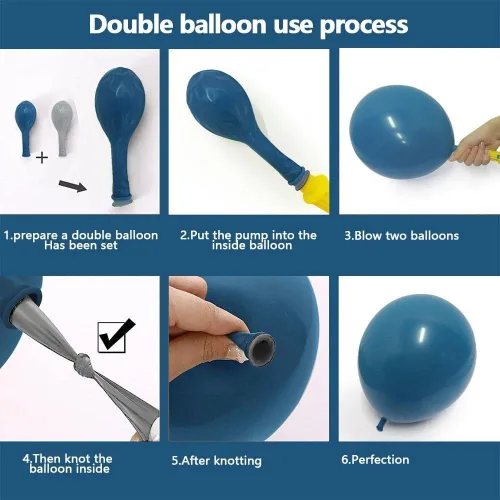 Miniatura 5 de Kit de arco de globos azul polvoriento, amarillo, doble relleno, azul pastel oscuro, amarillo claro, guirnalda de globos de perlas para cumpleaños