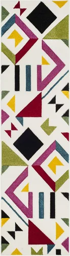 Miniatura 2 de SAFAVIEH Hollywood Collection - Alfombra de pasillo, 2 pies 3 pulgadas x 6 pies, color marfil y rosa, diseño moderno de mediados de siglo,