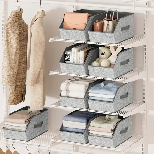 Miniatura 4 de Homsorout Cubos grandes de almacenamiento para armario, con doble asa para ropa, toallas, juguetes, organizadores de estantes para dormitorio