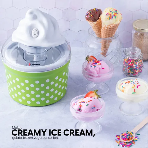 Miniatura 6 de Euro Cuisine Máquina para hacer helados, sorbetes y yogur congelado, máquina casera para hacer helados para niños con 4 vasos de vidrio, tazón