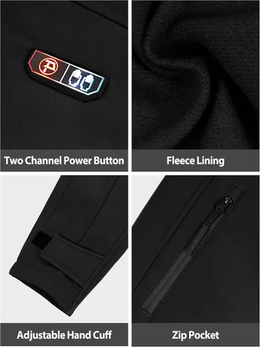 Miniatura 4 de PTAHDUS Chaqueta térmica para mujer con batería de 7.4 V, con bolsillo para calentador de manos