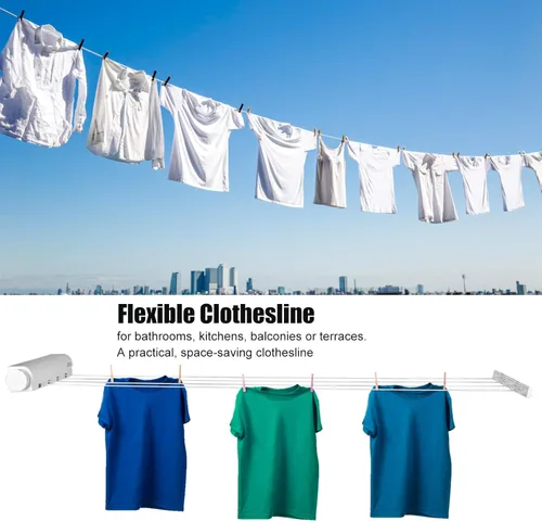 Miniatura 8 de Kit de tendedero retráctil, de plástico, moderno, telescópico retráctil, cuerda de secado de ropa para interiores y exteriores, hogar, baño