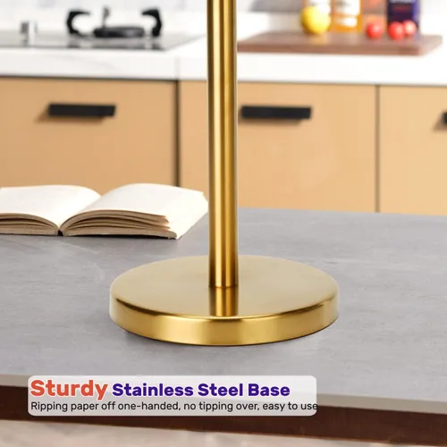 Miniatura 3 de Soporte de papel higiénico dorado, soporte de papel higiénico independiente con reserva para 4 rollos de repuesto, base resistente, estante