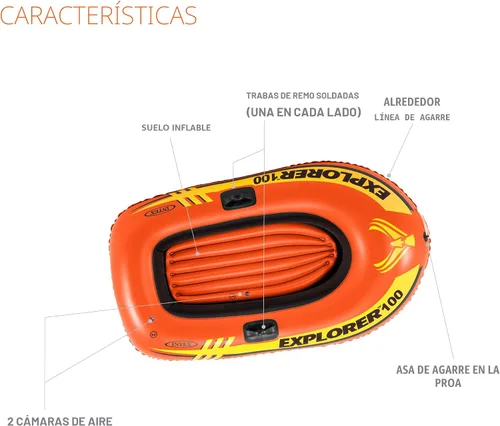 Miniatura 4 de INTEX Explorer Compact Inflatable Boat Series: Dual Air Chambers – Welded Oar Locks – Grab Handles – Bow Rope – Sporty Design
