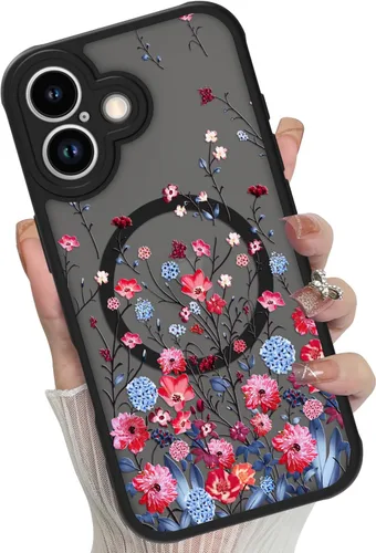 Miniatura 63 de Funda magnética para iPhone 17 Pro [compatible con MagSafe], bonita funda de moda con estampado de leopardo negro, translúcida, mate, parte trasera