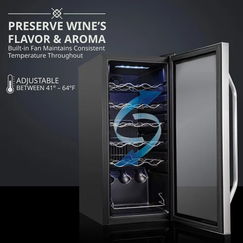 Miniatura 2 de Ivation Refrigerador de vino con compresor de 18 botellas con cerradura, gran bodega independiente para vino tinto, blanco, champán o espumoso