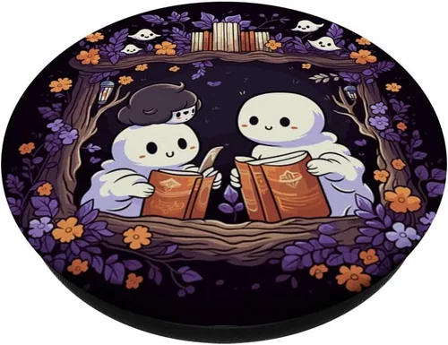 Miniatura 2 de Libro de lectura fantasma bibliotecario floral Bookworm Bookish PopSockets estándar PopGrip