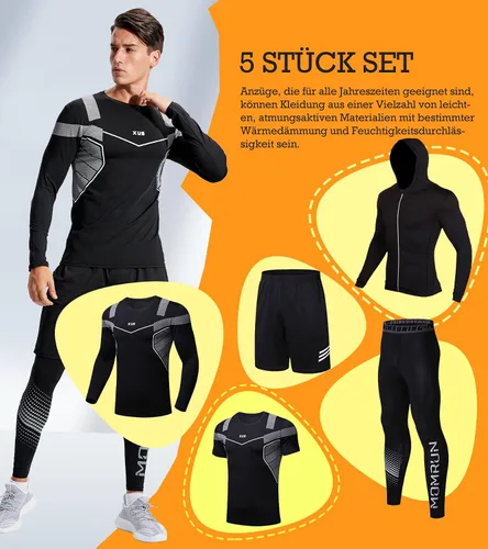 Miniatura 8 de BOOMCOOL 5 piezas de ropa de gimnasio para hombres, conjuntos de entrenamiento