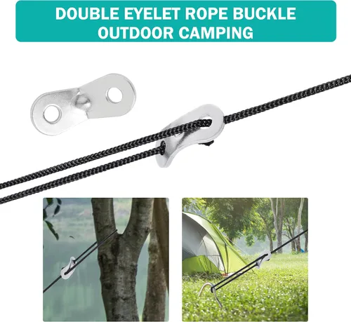 Miniatura 2 de uxcell Tensor de cuerda de guyline de aleación de aluminio, tensores ajustables para tienda de campaña para accesorios de camping, ajustadores