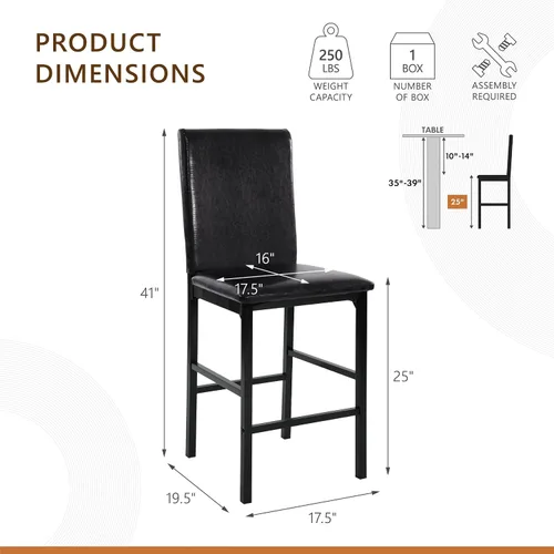 Miniatura 3 de Homelegance Tempe - Silla de comedor (4 unidades), piel sintética, color marrón oscuro