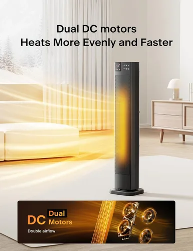 Miniatura 3 de PELONIS Calentador de espacio de torre de cerámica de 30 pulgadas con termostato ajustable para habitaciones grandes, oscilación de 75°, control