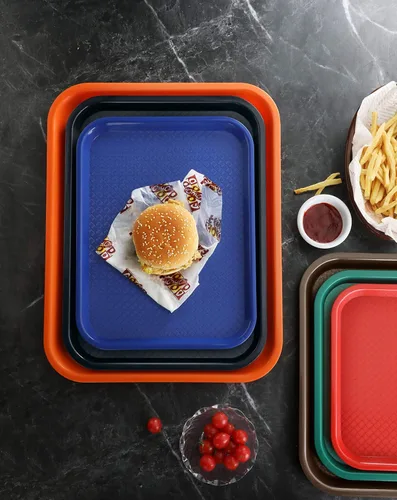Miniatura 8 de New Star Foodservice Bandeja de comida rápida, juego de 12 (rojo, 10 x 14 pulgadas)