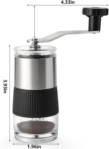 Miniatura 4 de Molinillo manual de granos de café, molinillo de café con manivela, ajustes portátiles y ajustables para molienda fina a gruesa, ideal para acampar