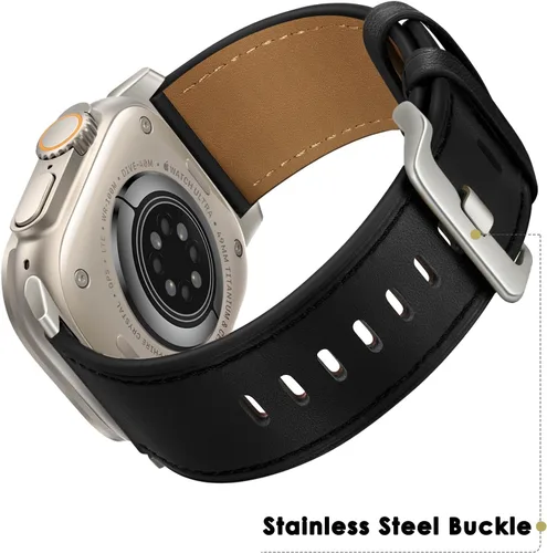 Miniatura 2 de UUPWPOKT - Correa de cuero compatible con Apple Watch Ultra 3/2/1 de 49/46/45/44/42 mm, correa de cuero genuino para iWatch Ultra Series 11 10 9 8 7